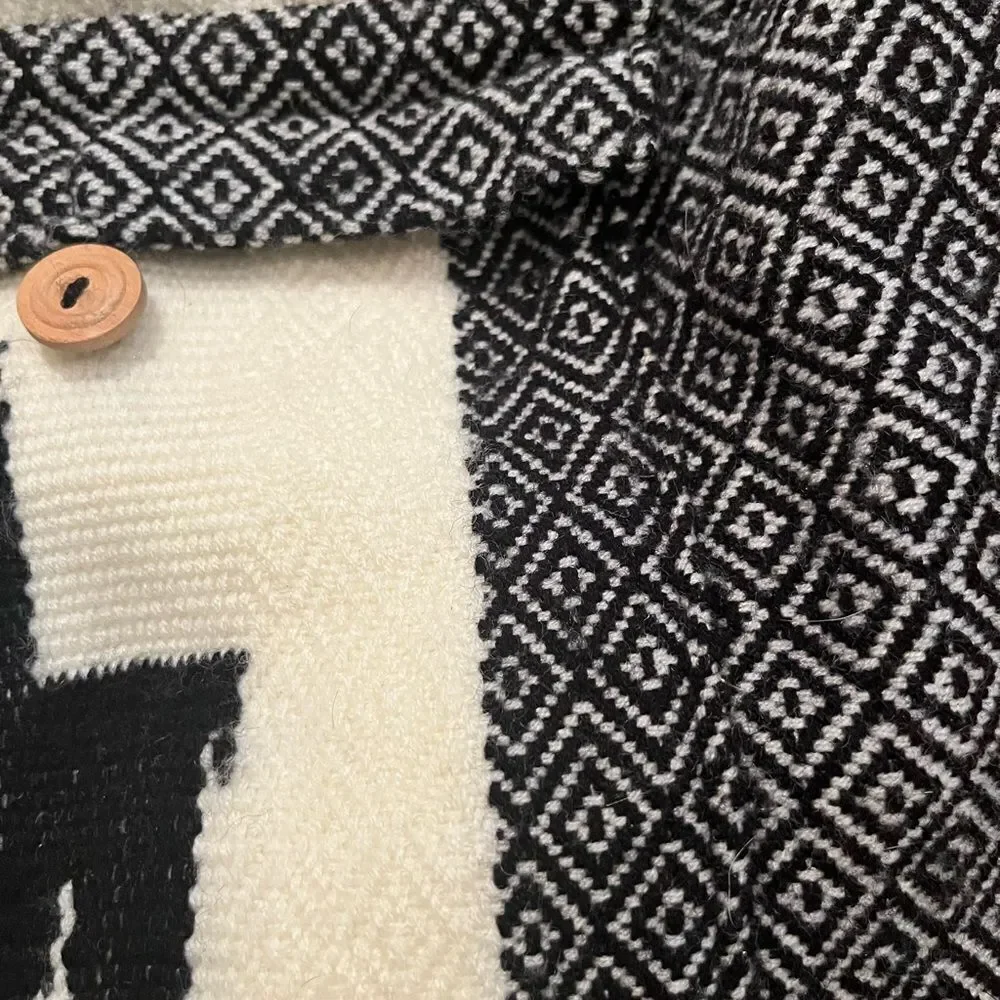 Black and Cream Textured Lama Backpack